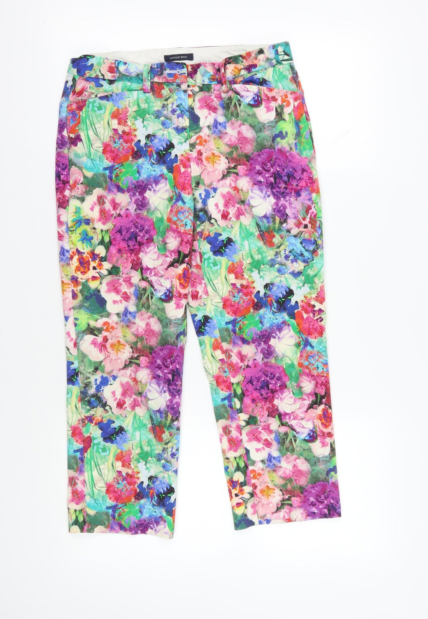 Lands' End Multicoloured Floral Cropped Trousers, Size 12