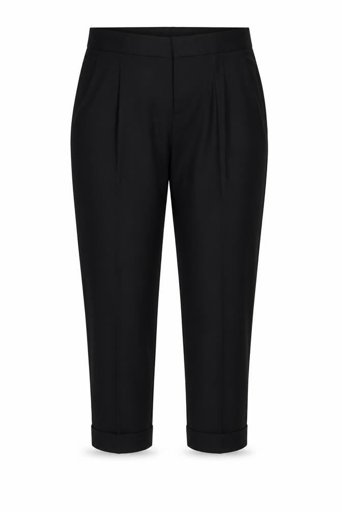 Front view of Gap Black Cropped Wool Blend Women's Trousers, size 8