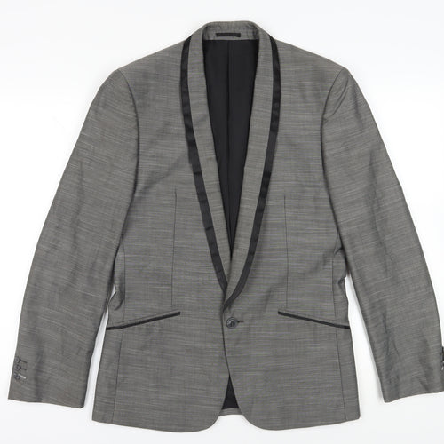 Goodsouls Grey Slim Fit Blazer Shawl Lapel Formal Jacket