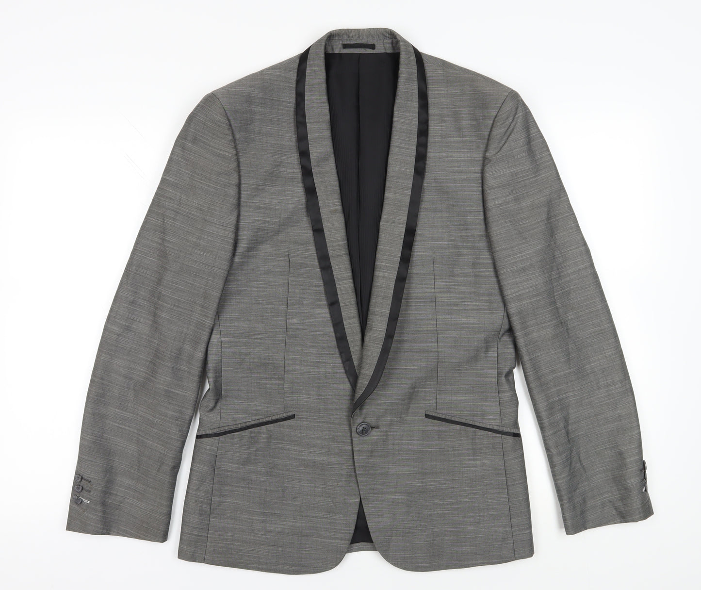 Goodsouls Grey Slim Fit Blazer Shawl Lapel Formal Jacket