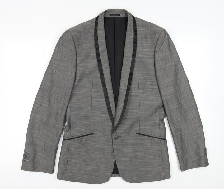 Goodsouls Grey Slim Fit Blazer Shawl Lapel Formal Jacket