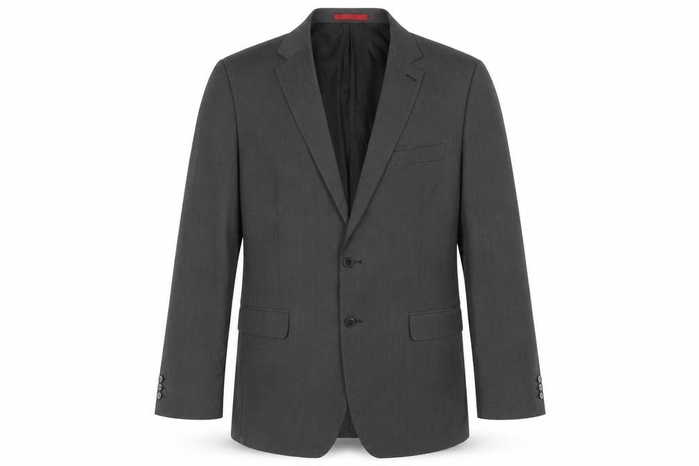 Front view of Classic Black Men's Blazer, size 44, Elegant Style
