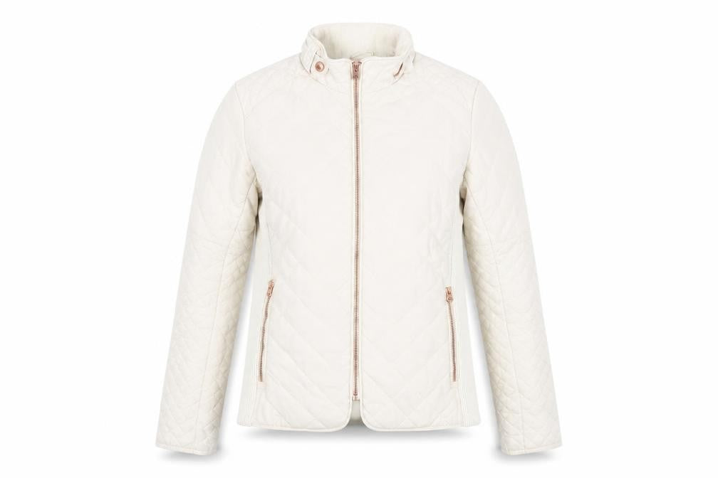 Front view of Diverse Beige Quilted Jacket S - Warm Softshell Casual