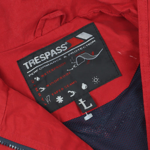 Trespass Red Hooded Waterproof Parka Jacket, Size L