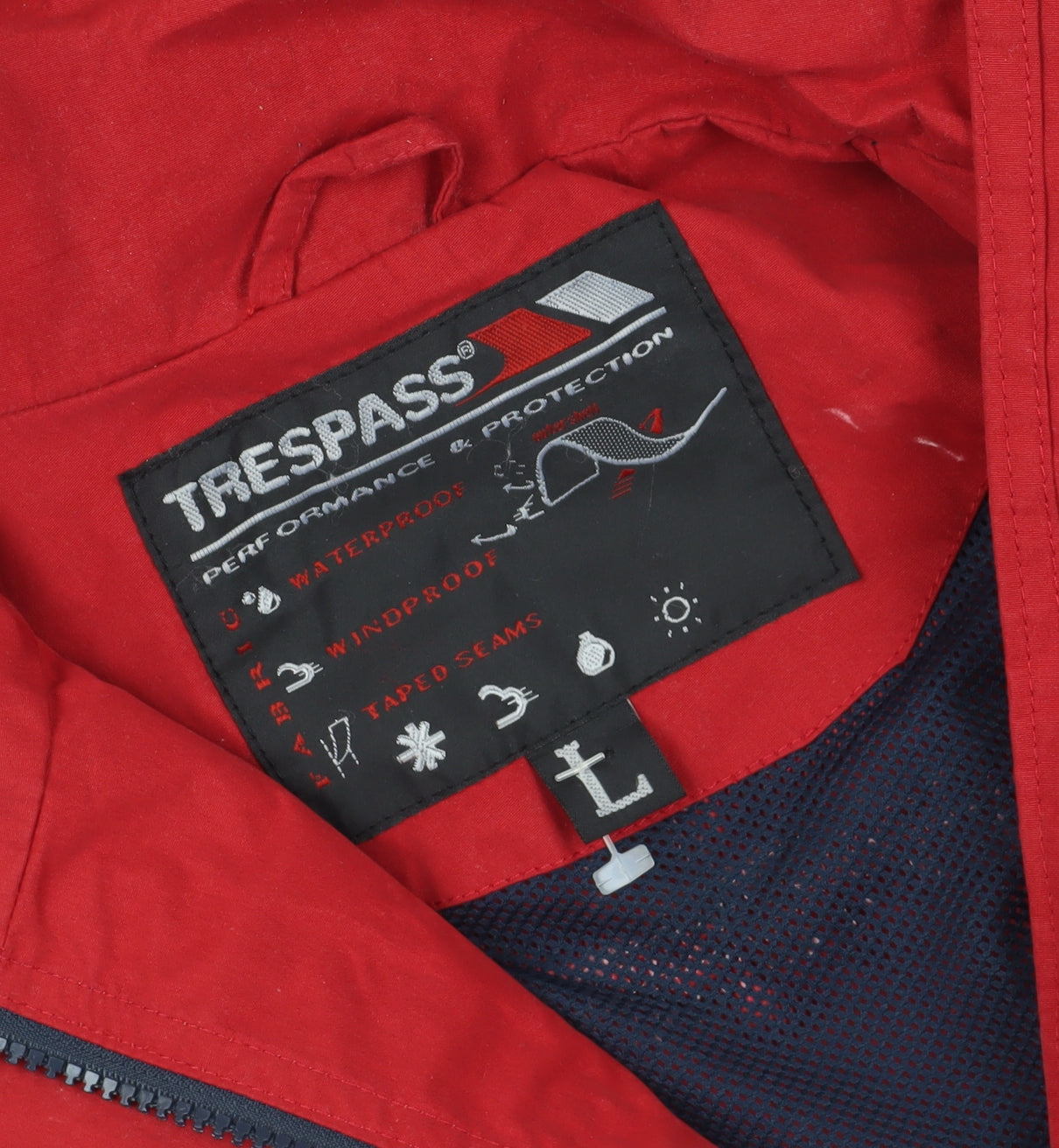 Trespass Red Hooded Waterproof Parka Jacket, Size L