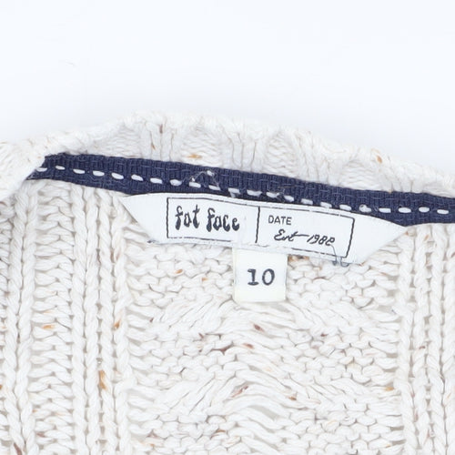 Fat Face Beige Cable Knit Cardigan, Size 10