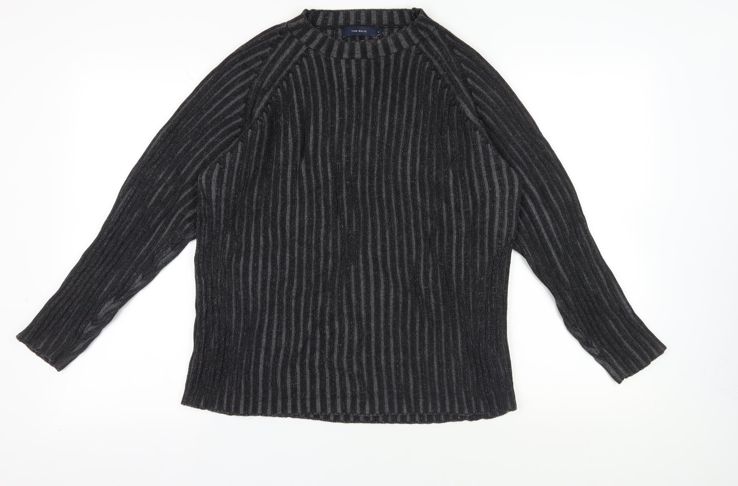 Tom Wolfe Black Striped Pullover Jumper, Size L