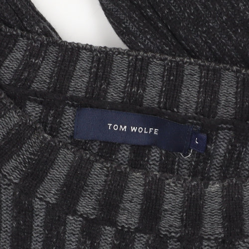 Tom Wolfe Black Striped Pullover Jumper, Size L