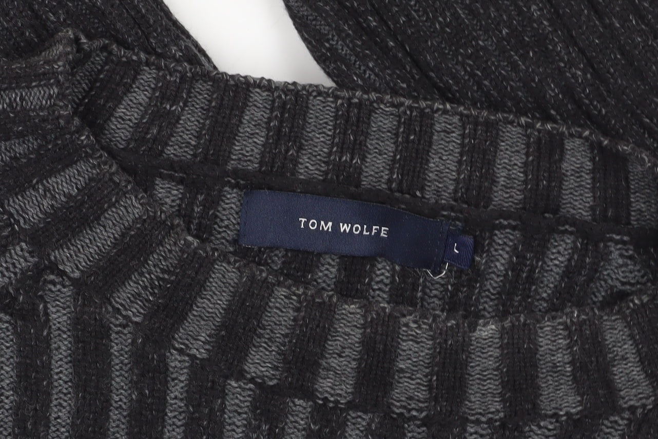 Tom Wolfe Black Striped Pullover Jumper, Size L