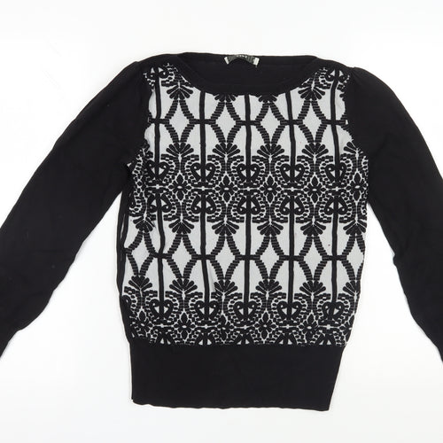 Oasis Black Geometric Pullover Jumper M