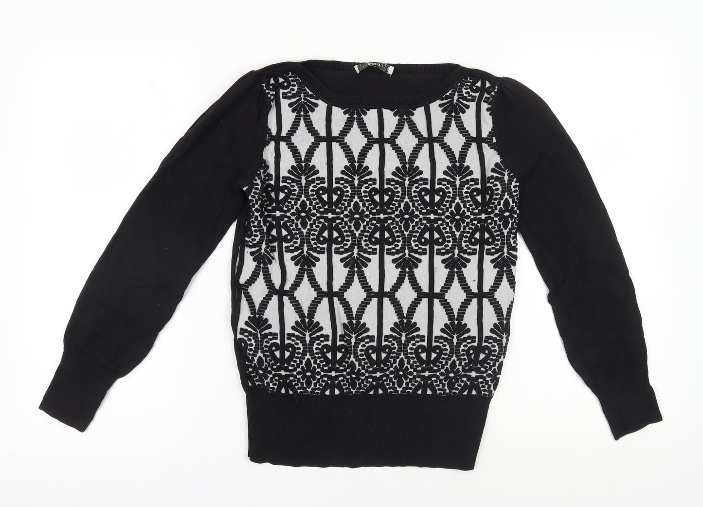 Oasis Black Geometric Pullover Jumper M