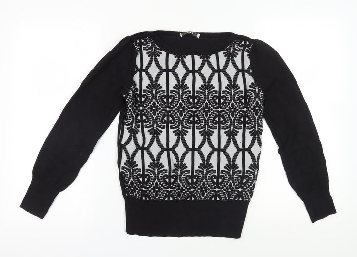Oasis Black Geometric Pullover Jumper M