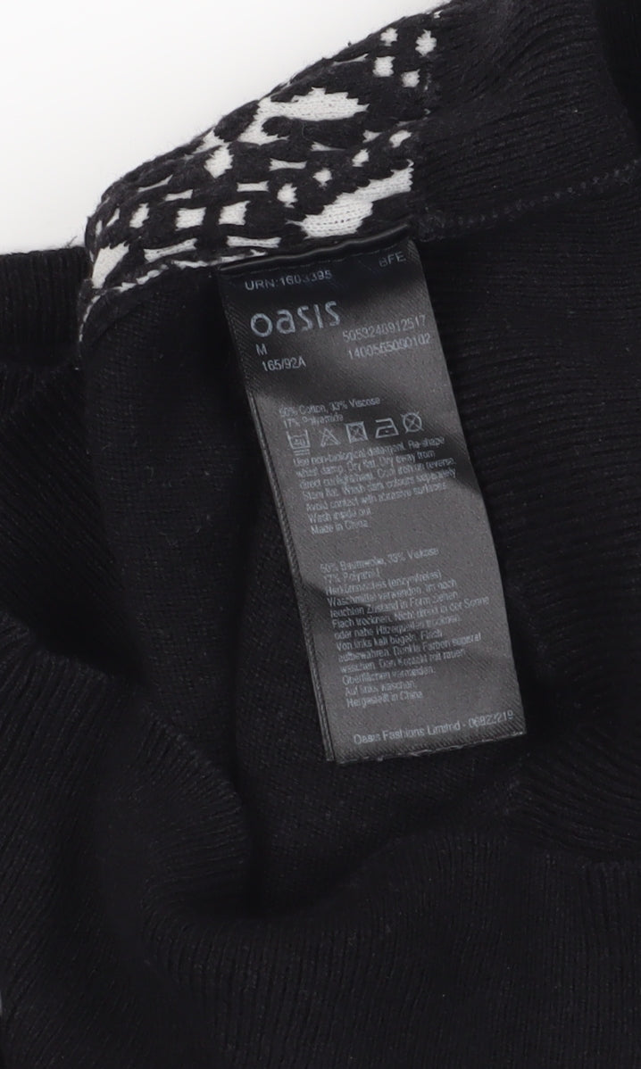 Oasis Black Geometric Pullover Jumper M