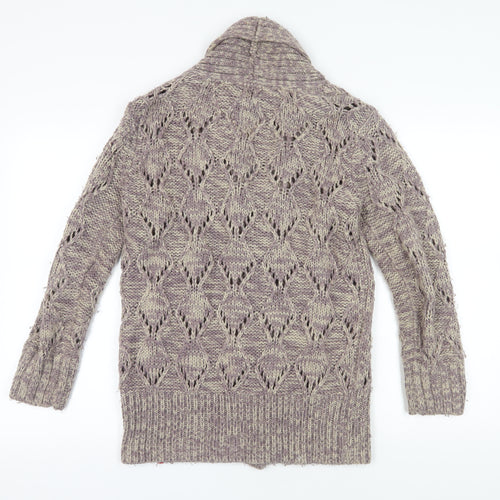 Esprit Grey Wool Cardigan Medium Open-Knit