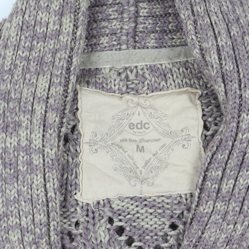 Esprit Grey Wool Cardigan Medium Open-Knit