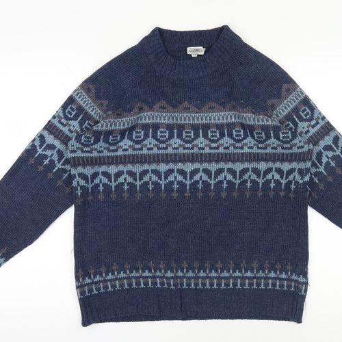 St Michael Blue Fair Isle Jumper, Size 22, Vintage Crew Neck