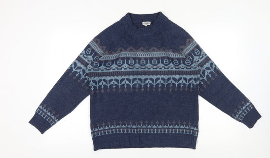 St Michael Blue Fair Isle Jumper, Size 22, Vintage Crew Neck