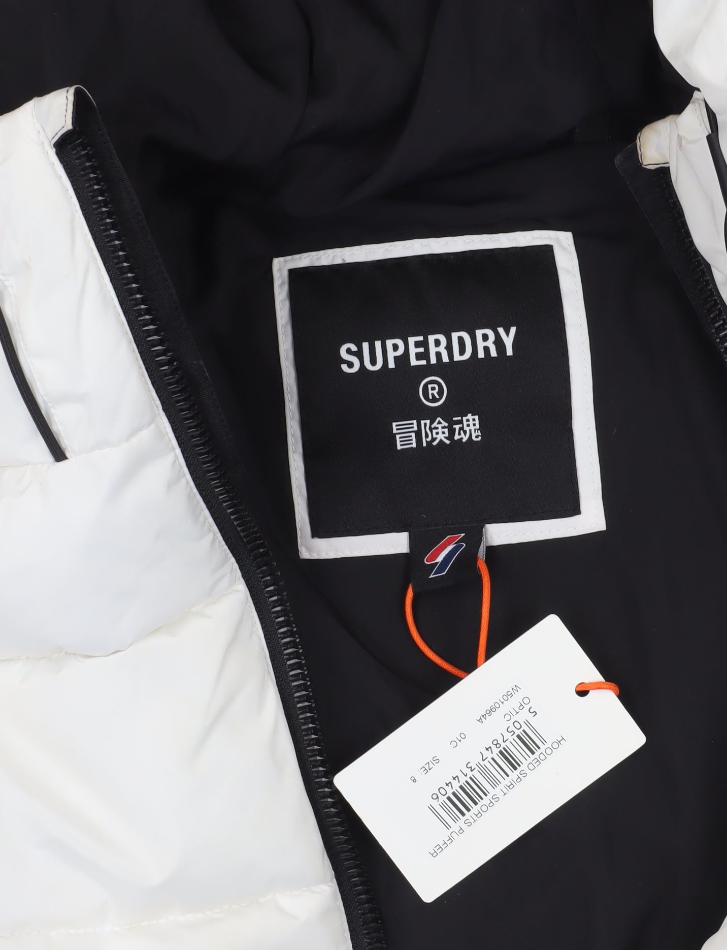 Superdry White M Puffer Jacket with Hood