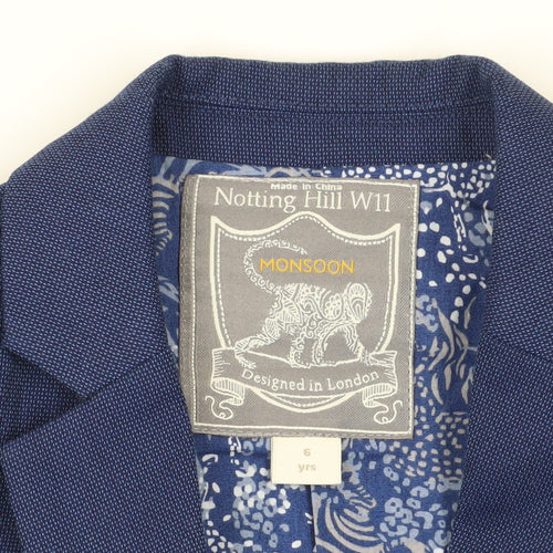 Monsoon Boys Blue Blazer, 6 Years, Classic Formal Style