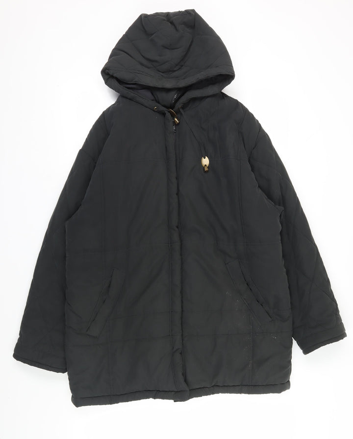 Cotton Traders Women's Black Puffer Jacket, Size 14/16