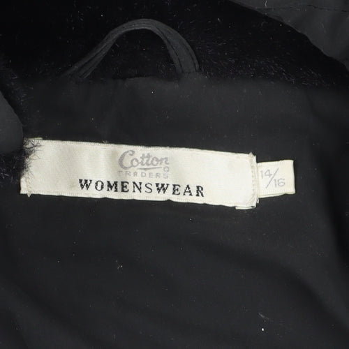 Cotton Traders Women's Black Puffer Jacket, Size 14/16