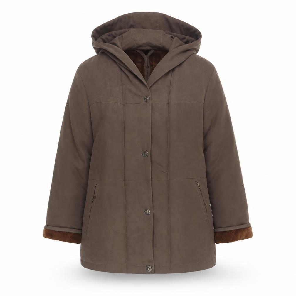 Front view of Gold by Telemac Women's Brown Mid-Length Coat M