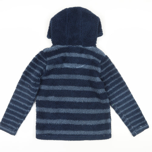 FatFace Girls Blue Striped Fleece Hoodie Size 9-10 Yrs