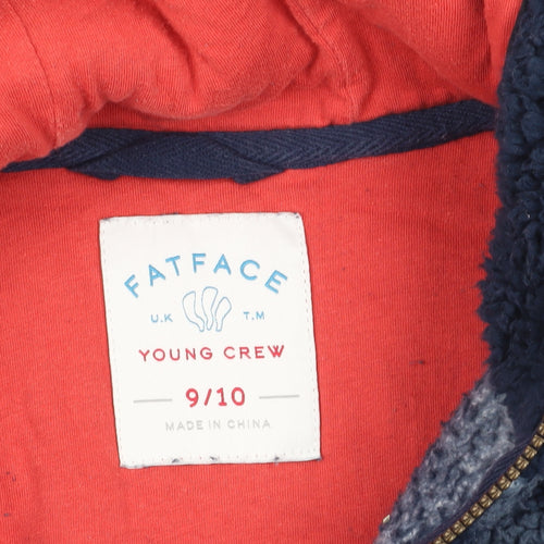 FatFace Girls Blue Striped Fleece Hoodie Size 9-10 Yrs