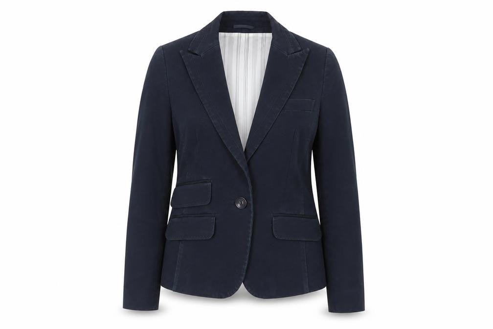 Front view of Next Women's Blue Suit Jacket -, size 12, Elegant Business Blazer