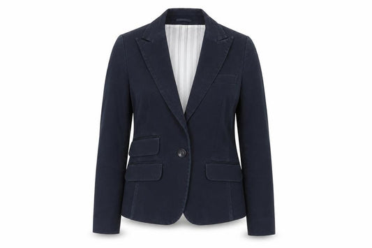 Front view of Next Women's Blue Suit Jacket -, size 12, Elegant Business Blazer