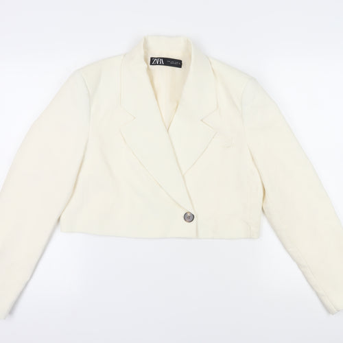 Zara Women's Ivory Cropped Blazer, M, Spring Jacket