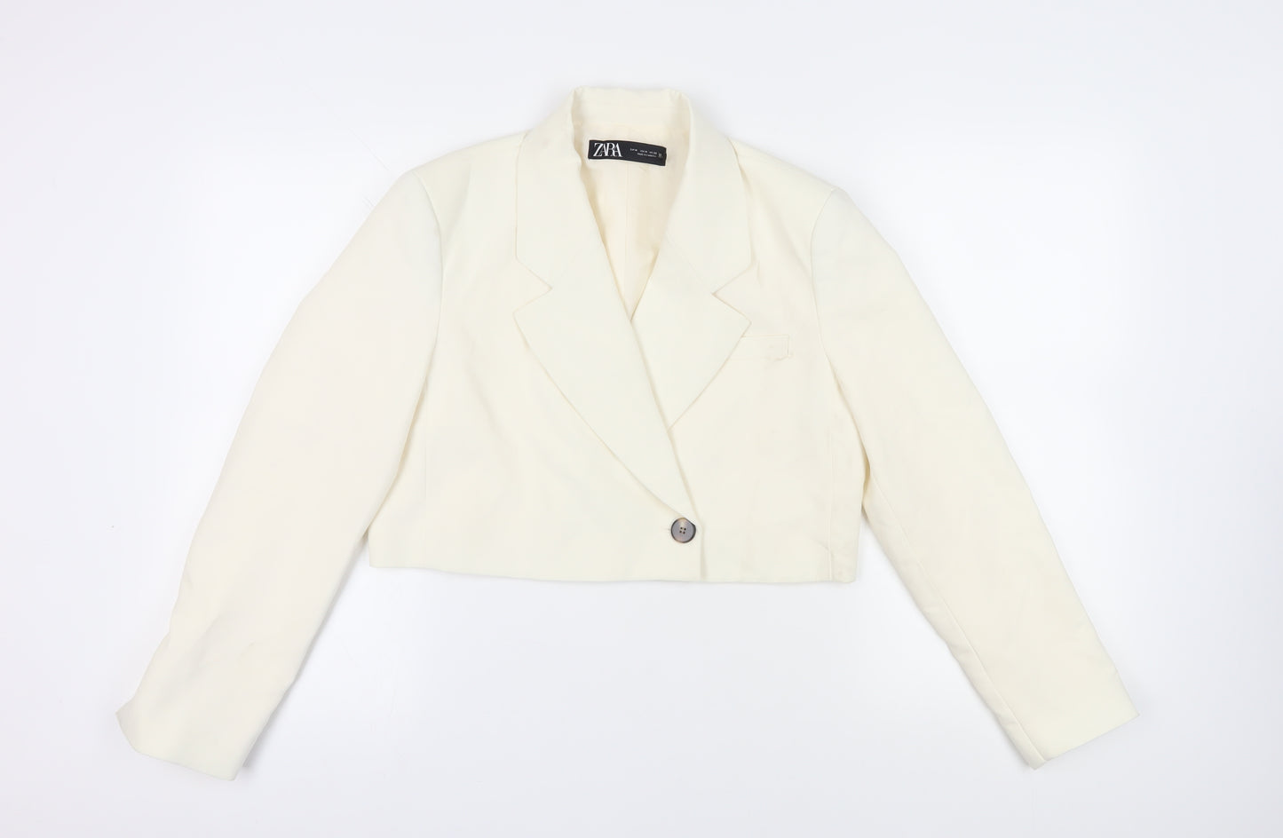 Zara Women's Ivory Cropped Blazer, M, Spring Jacket