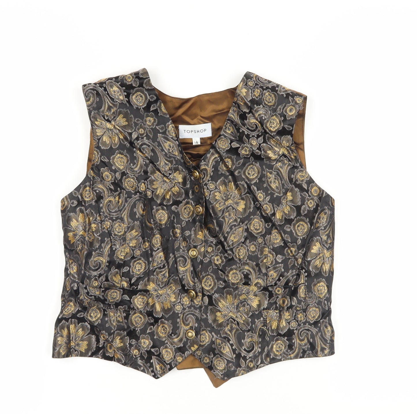 Topshop Women's Multicoloured Floral Waistcoat Size 14