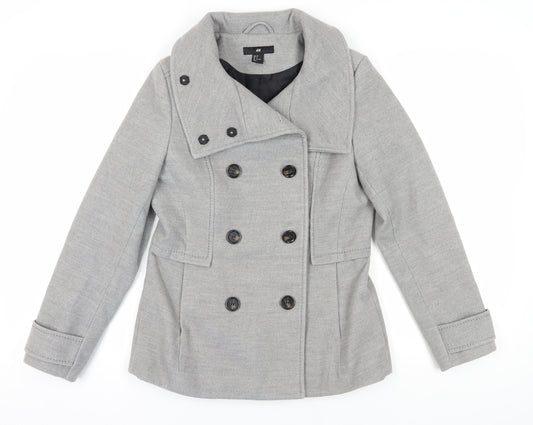 H&M Women's Grey Pea Coat Size 10 - Stylish & Classic