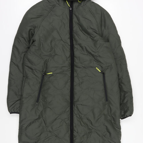 Marks & Spencer Green Hooded Puffer Coat Size 10 Women