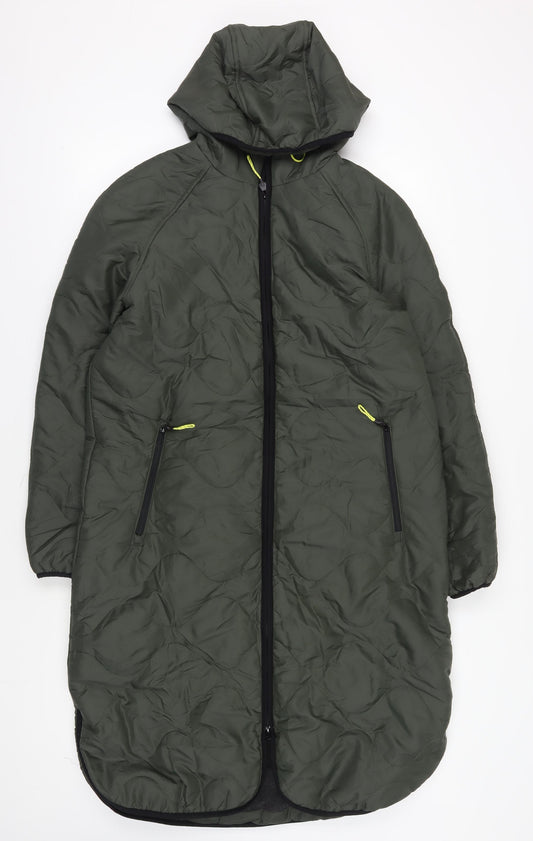 Marks & Spencer Green Hooded Puffer Coat Size 10 Women