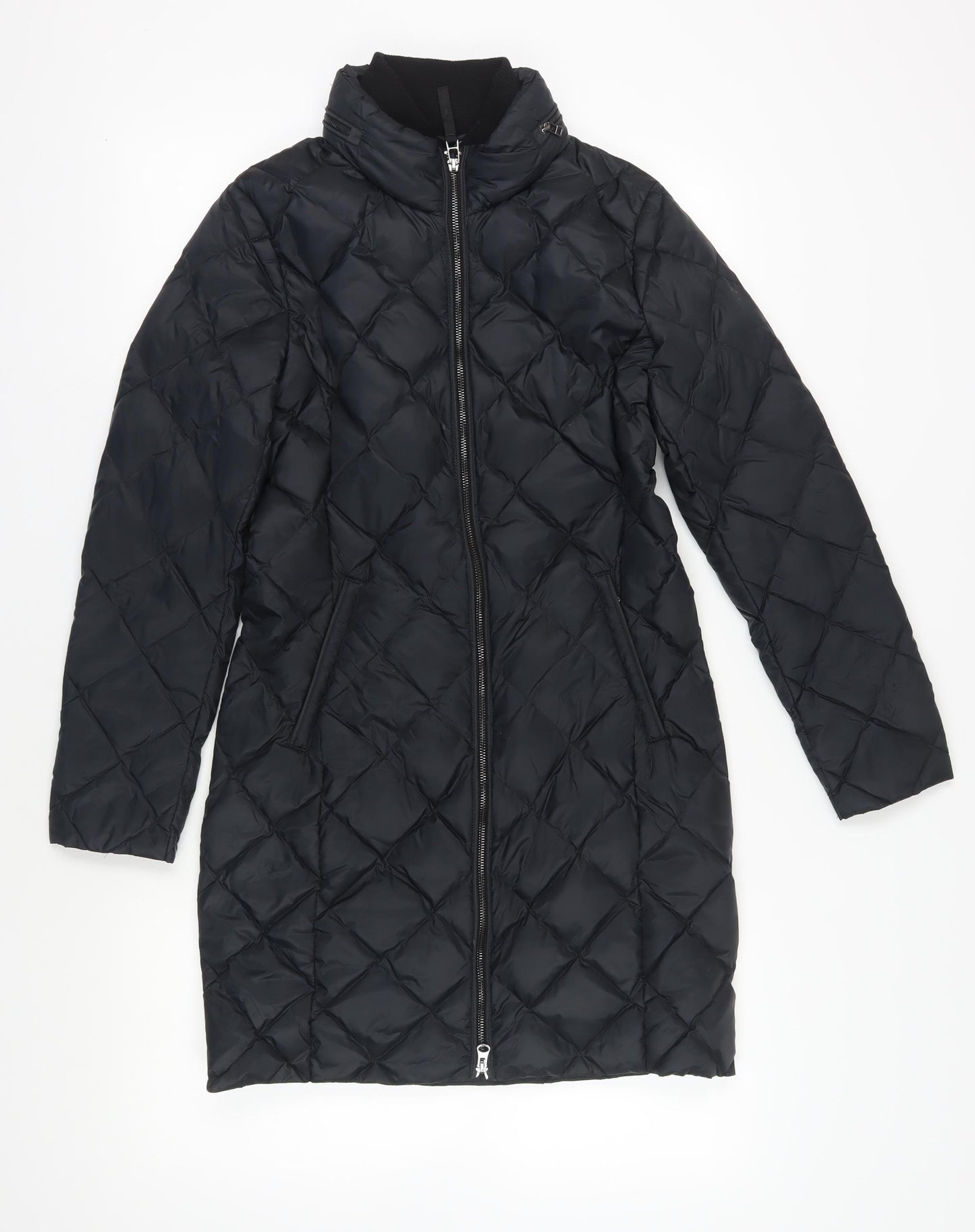 Marks and Spencer Women's Black Quilted Coat, Size 8, Elegant Winter Style