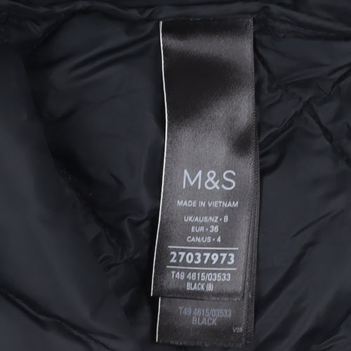 Marks and Spencer Women's Black Quilted Coat, Size 8, Elegant Winter Style