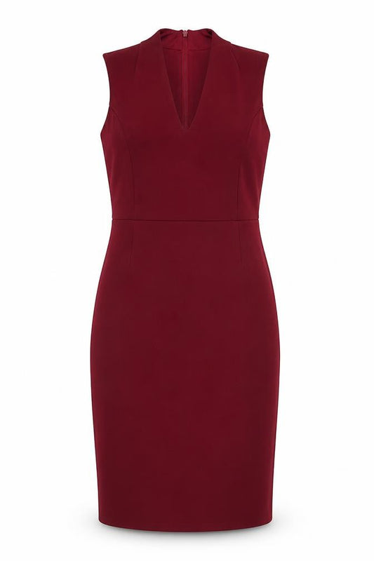 Front view of Oasis Women's Red Bodycon Dress -, size M, V-Neck
