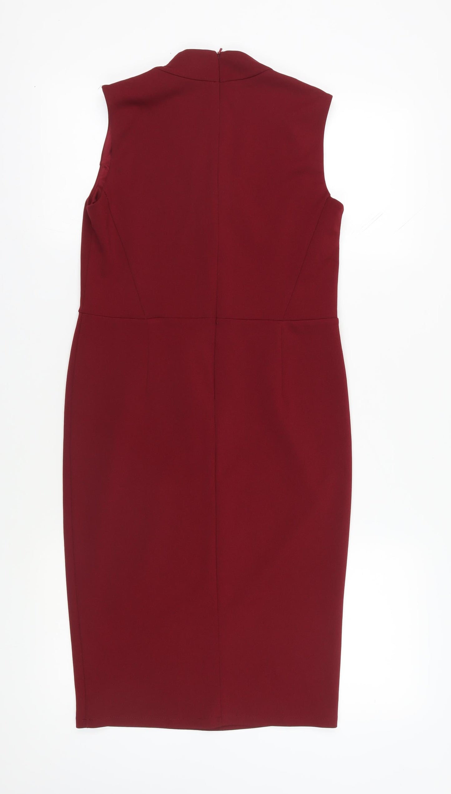 Oasis Women's Red Bodycon Dress - Size M, V-Neck