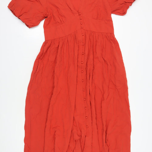 Nobody's Child Red A-Line Midi Dress, Size 14