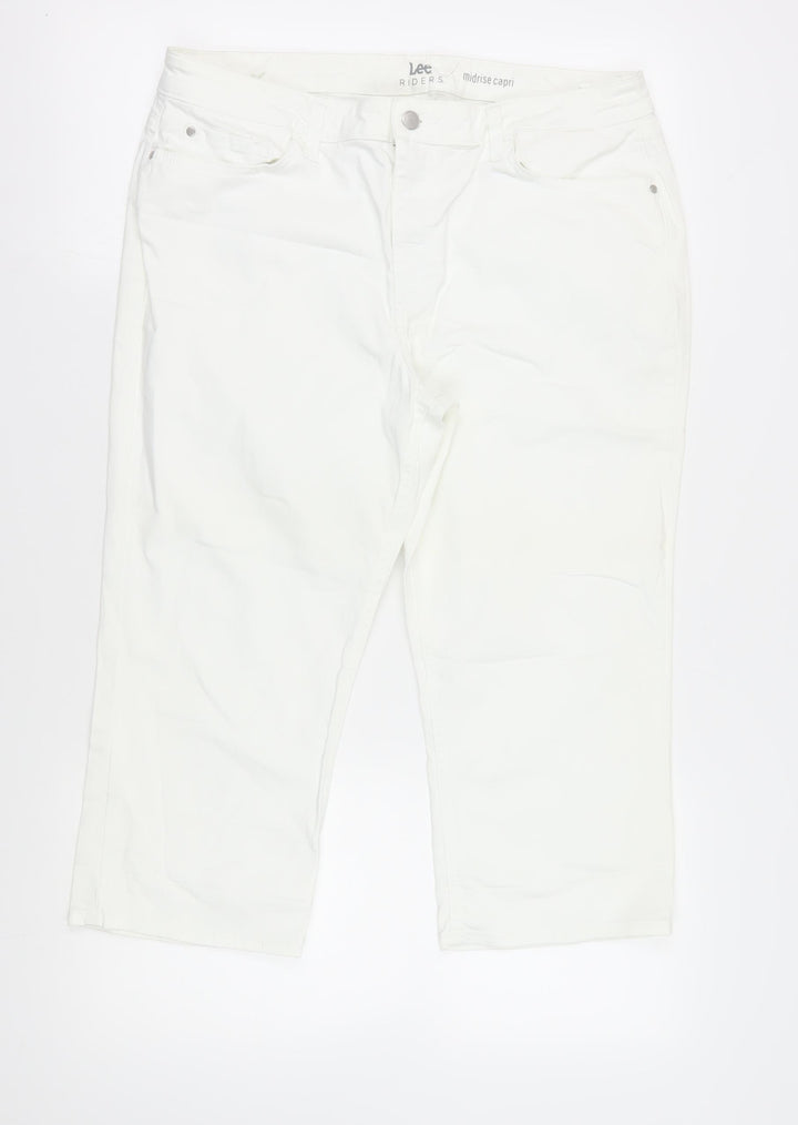 Lee Women's White Capri Jeans Size 16 Stretch Denim