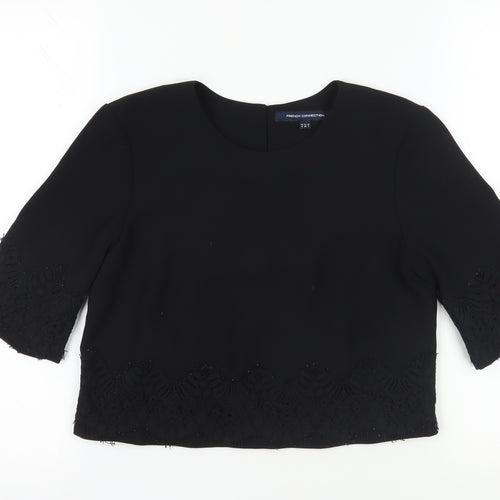 French Connection Women's Black Cropped Blouse, Size 8