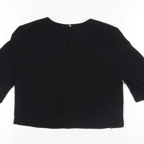 French Connection Women's Black Cropped Blouse, Size 8