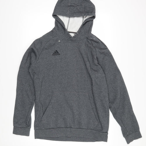 adidas Mens Grey Polyester Pullover Hoodie Size L