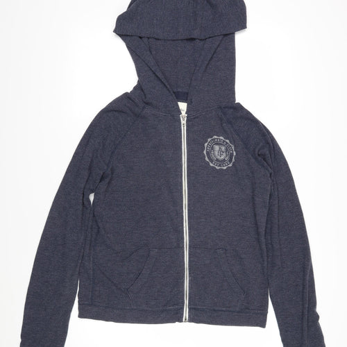 Abercombie&Fitch Womens Blue Polyester Full Zip Hoodie Size L Zip