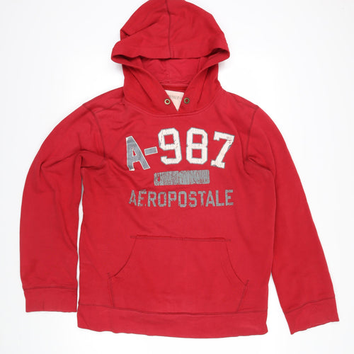 Aeropostale Mens Red Polyamide Pullover Hoodie Size M - Aeropostale logo