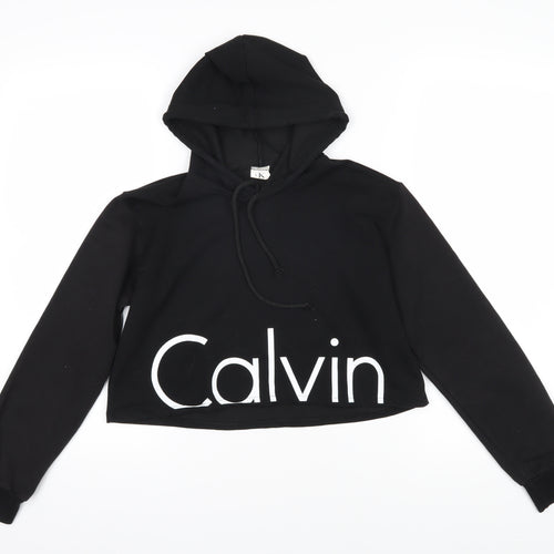 Calvin Klein Womens Black 100% Cotton Pullover Hoodie Size S Pullover - Cropped Calvin Klein