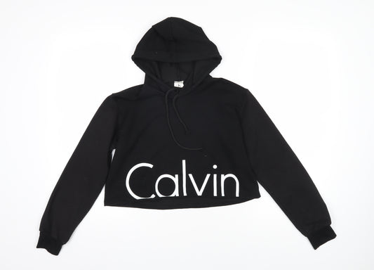 Calvin Klein Womens Black 100% Cotton Pullover Hoodie Size S Pullover - Cropped Calvin Klein