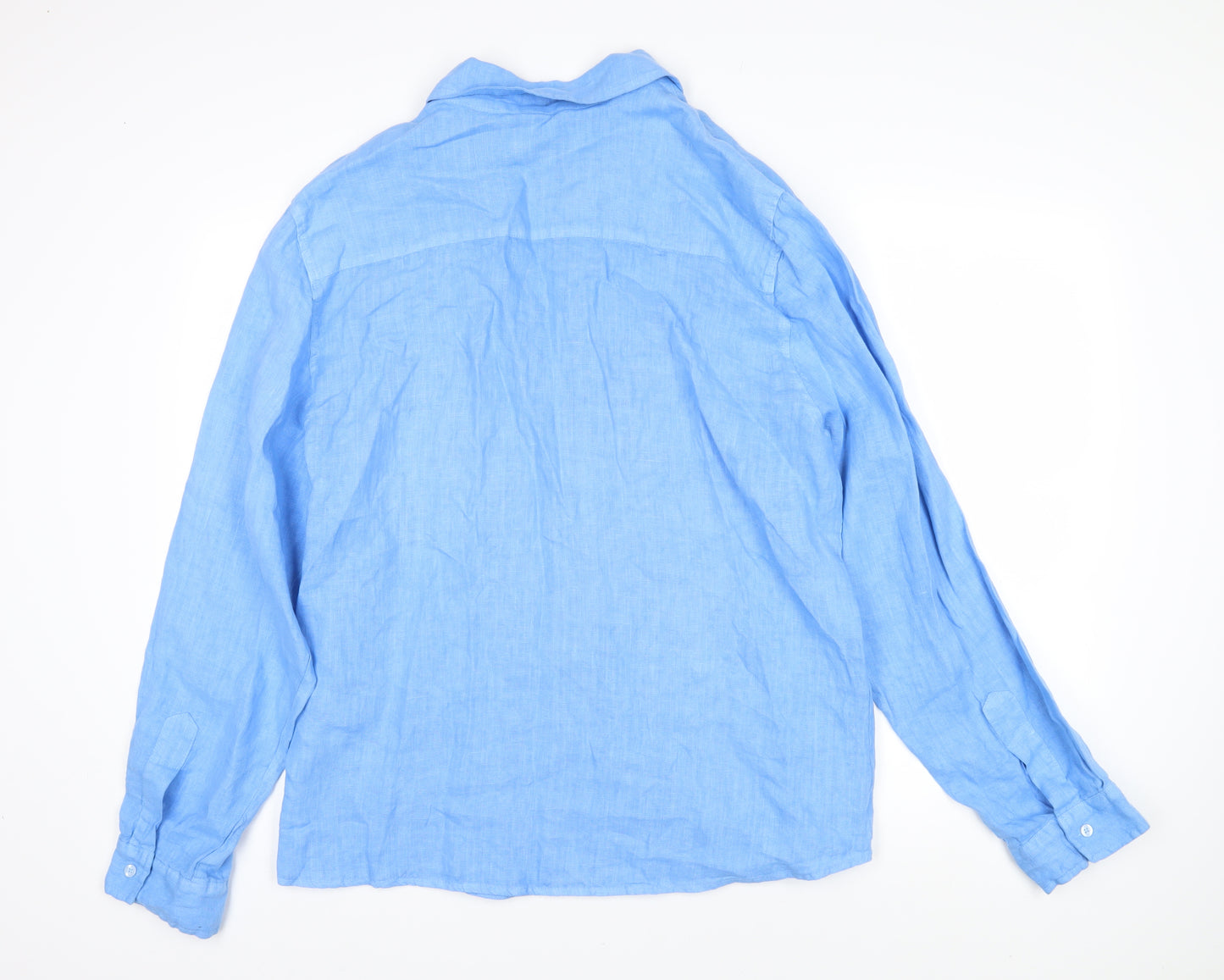 Pura Lima Womens Blue Linen Basic Blouse Size 3XL Collared